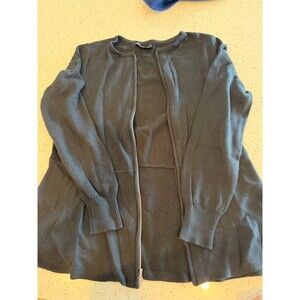 Susan Graver Black Knit Zip Front Cardigan Sweater Cotton Rayon Women's M